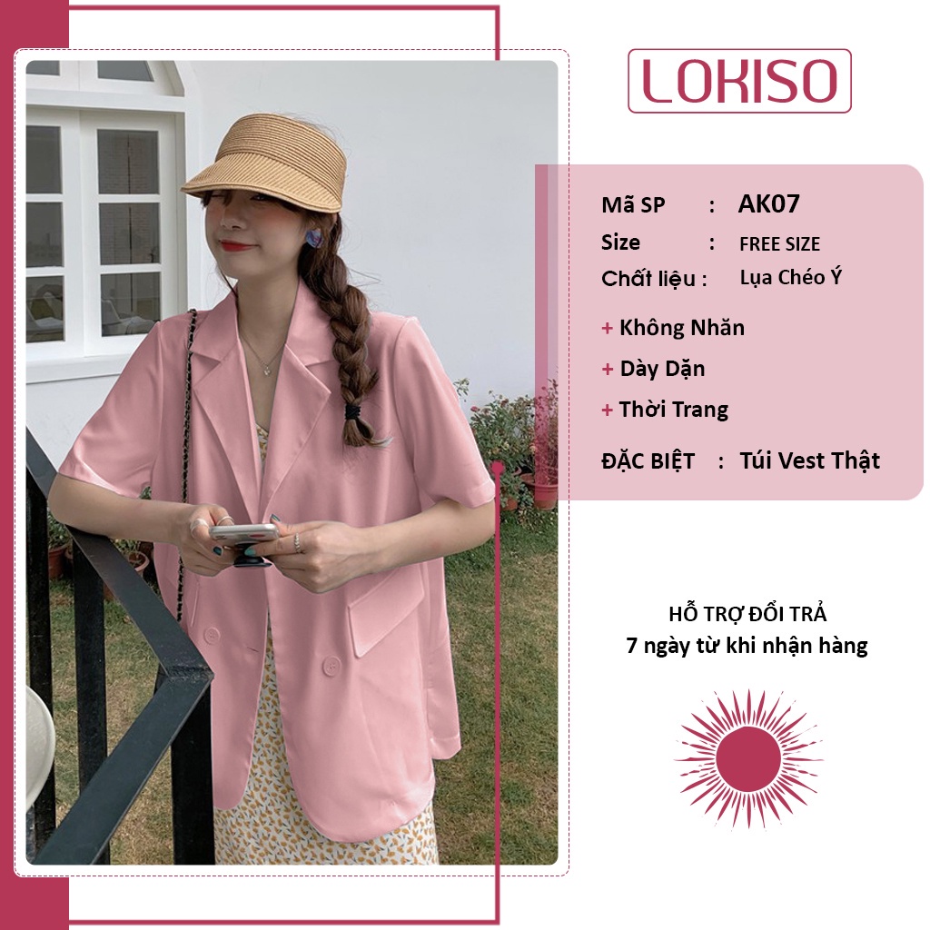Áo blazer nữ tay ngắn form rộng công sở đẹp bigsize LOKISO AK07