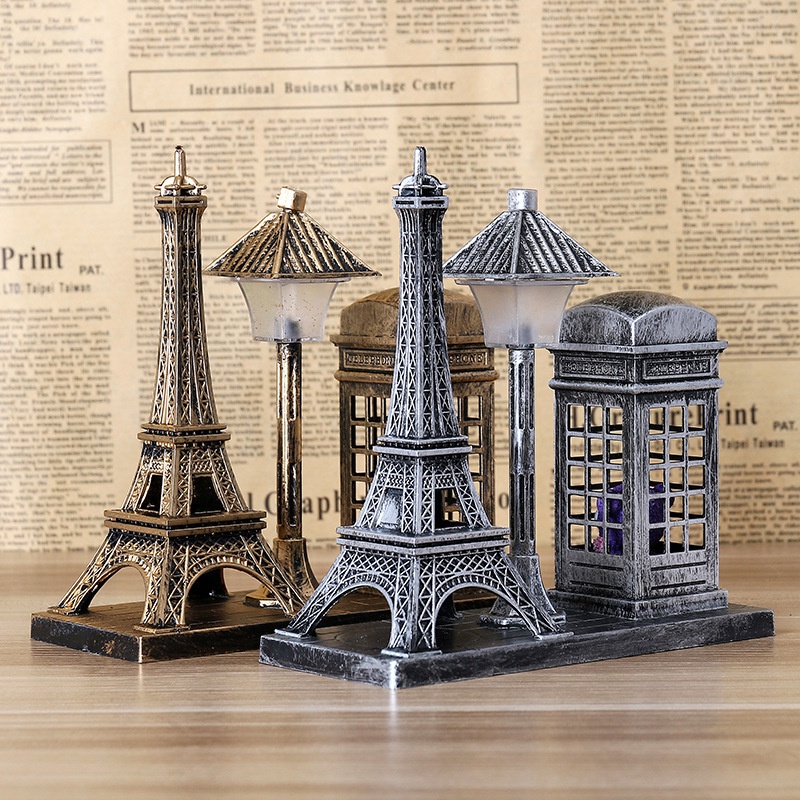 Mô hình Tháp và Bốt Điện Thoại có đèn để bàn có đèn phong cách vintage