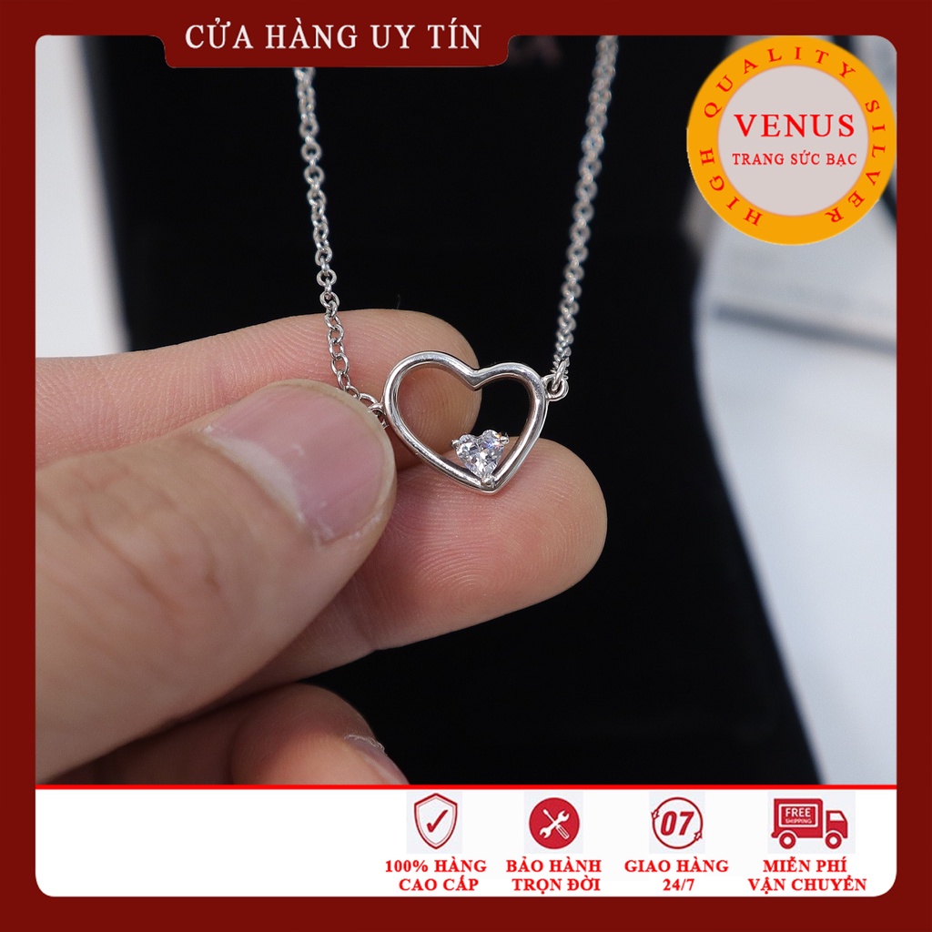 Dây chuyền mặt trái tim- Bạc 925 cao cấp- Trang sức bạc Venus