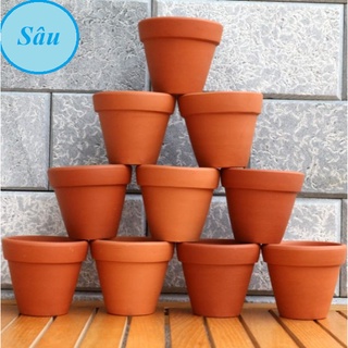 Chậu đất nung nâu cao