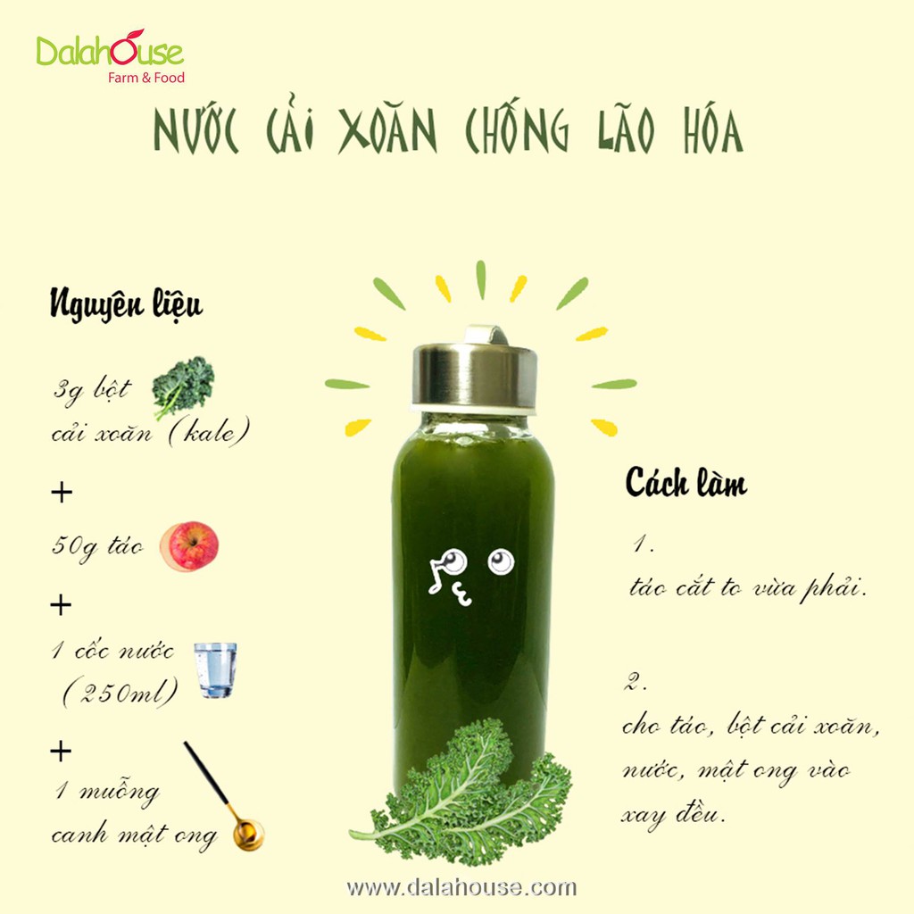 Bột Cải Xoăn Kale Sấy Lạnh Dalahouse 60g (20gói*3g)