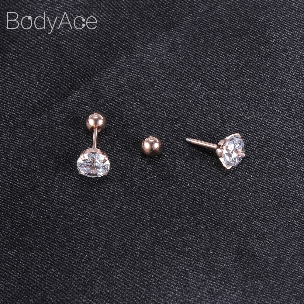 Set 6 Đôi Khuyên Tai 18G Đính Đá Thời Trang Dành Cho Nữ