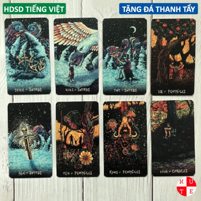 [Size Gốc] Bài Tarot Prisma Visions 78 Lá 7x12 Cm Giấy Dày Cán Bóng Tặng File Hướng Dẫn Tiếng Việt Và Đá Thanh Tẩy