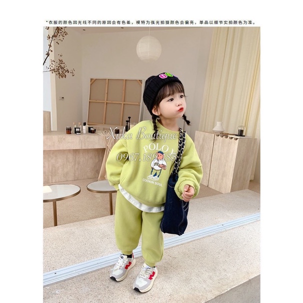 Quần Áo Trẻ Em Mùa Đông - Bộ Quần Áo Nỉ POLOYE Dày Dặn Ấm Mặc Noel / Tết CHASE Cao Cấp Cho Bé (Ảnh Thật)
