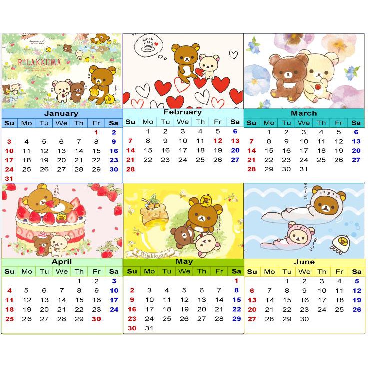 Lịch rilakkuma để bàn mini 2022 LMI14 12x9 cm