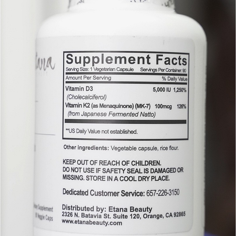 Thực Phẩm Bổ Sung Etana Vitamin 5000IU D3 + 100mcg K2 90 Viên | BigBuy360 - bigbuy360.vn