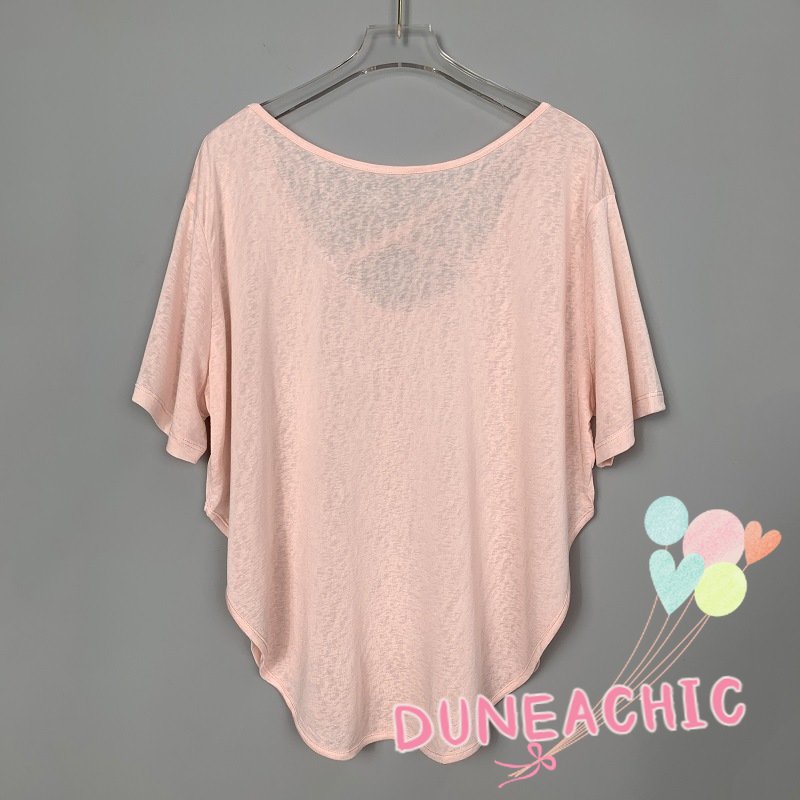 DUNEA Áo Thun Ngắn Tay Dáng Rộng Hở Lưng Gợi Cảm Dành Cho Nữ