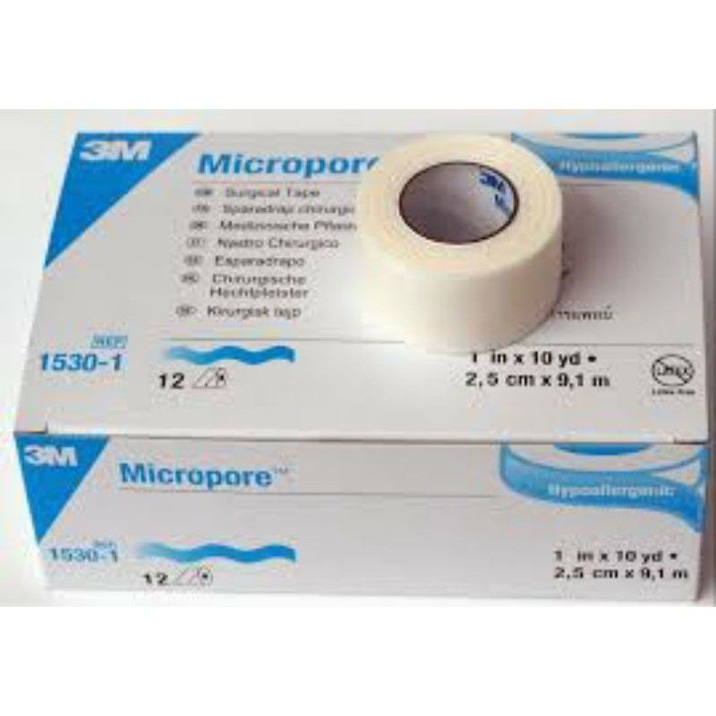 Băng keo giấy 3M 1530-1 Micropore hộp 12 cuộn dành cho da nhạy cảm, da mỏng, da em bé