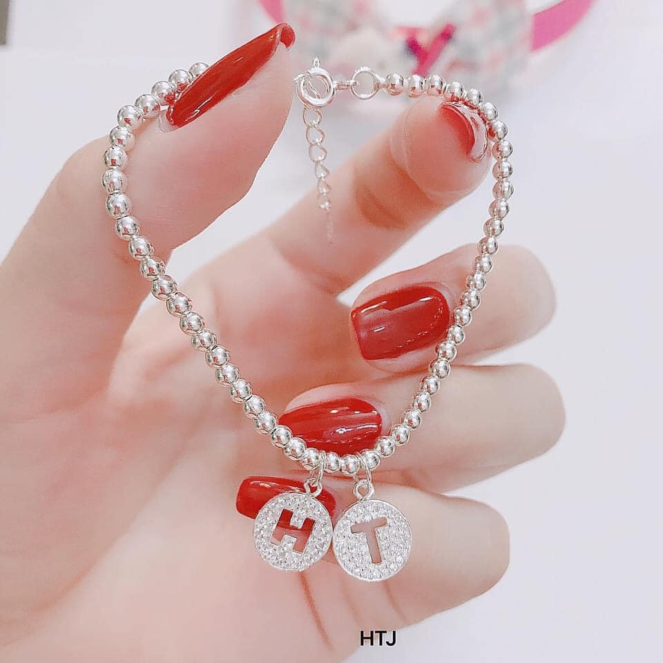 Lắc tay bi bạc mix chữ theo yêu cầu cho nữ chất liệu bạc nguyên chất LL72