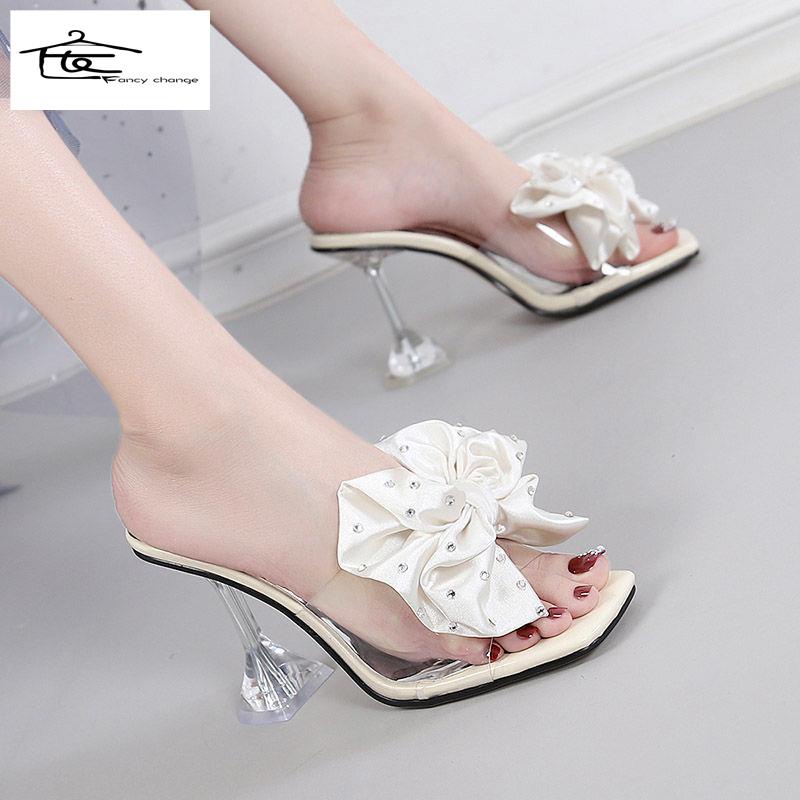 Dép Cao Gót Đính Nơ Phong Cách Hàn Quốc Thời Trang Mùa Hè Mới Cho Nữ