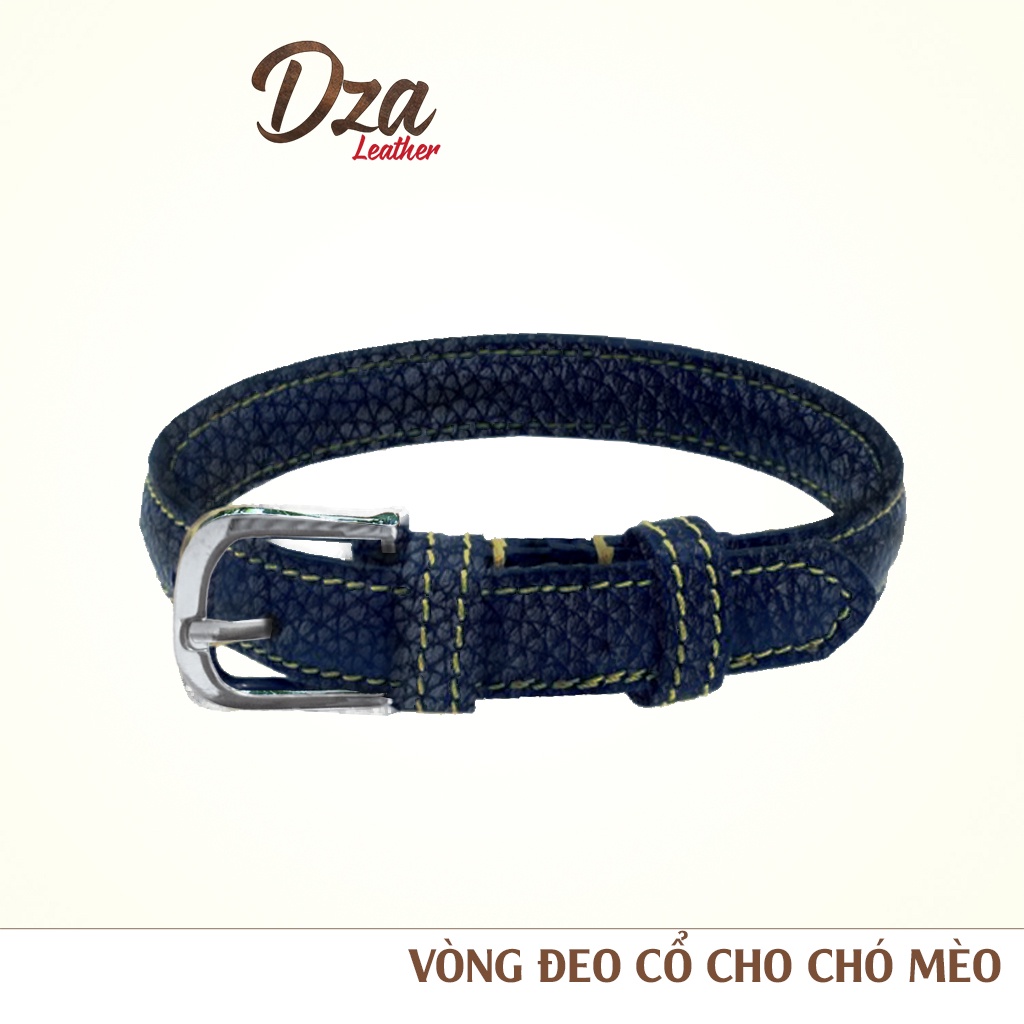 Vòng đeo cổ cho chó mèo da bò Dza leather handmade kích thước 30x2cm, vòng đeo cổ thú cưng