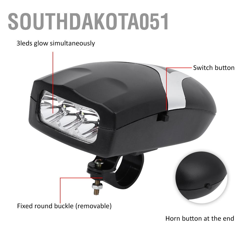 Hàng Sẵn Đèn LED gắn tay cầm xe đạp 3 bóng chống thấm nước có còi dễ mang theo khi đi ra ngoài Đèn xe đạp thể thao siêu sáng led chống nước có còi【Southdakota051】