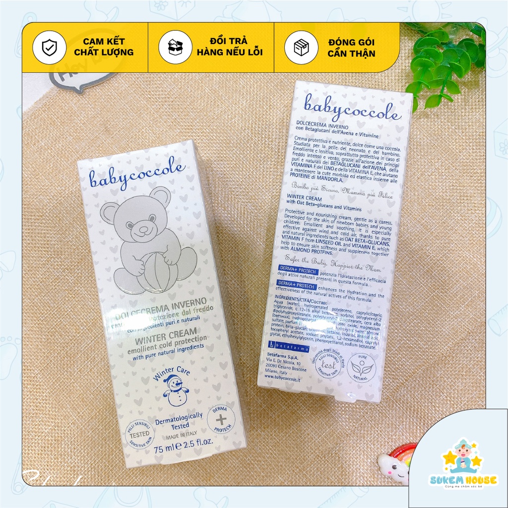 Kem giữ ấm cho bé Babycoccole 0M+ từ sáp ong và vitamin 75ml