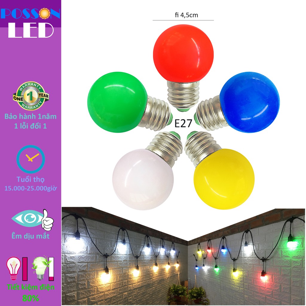 10 Bóng đèn Led 1w quả trái chanh trang trí ngoài trời G45 đuôi E27 màu sắc tùy chọn AC220V LL-x