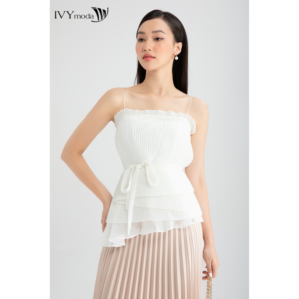 [NHẬP WABRTL5 GIẢM 10% TỐI ĐA 50K ĐH 250K ]Áo 2 dây xếp ly dáng peplum thiết kế IVY moda MS 12B8582