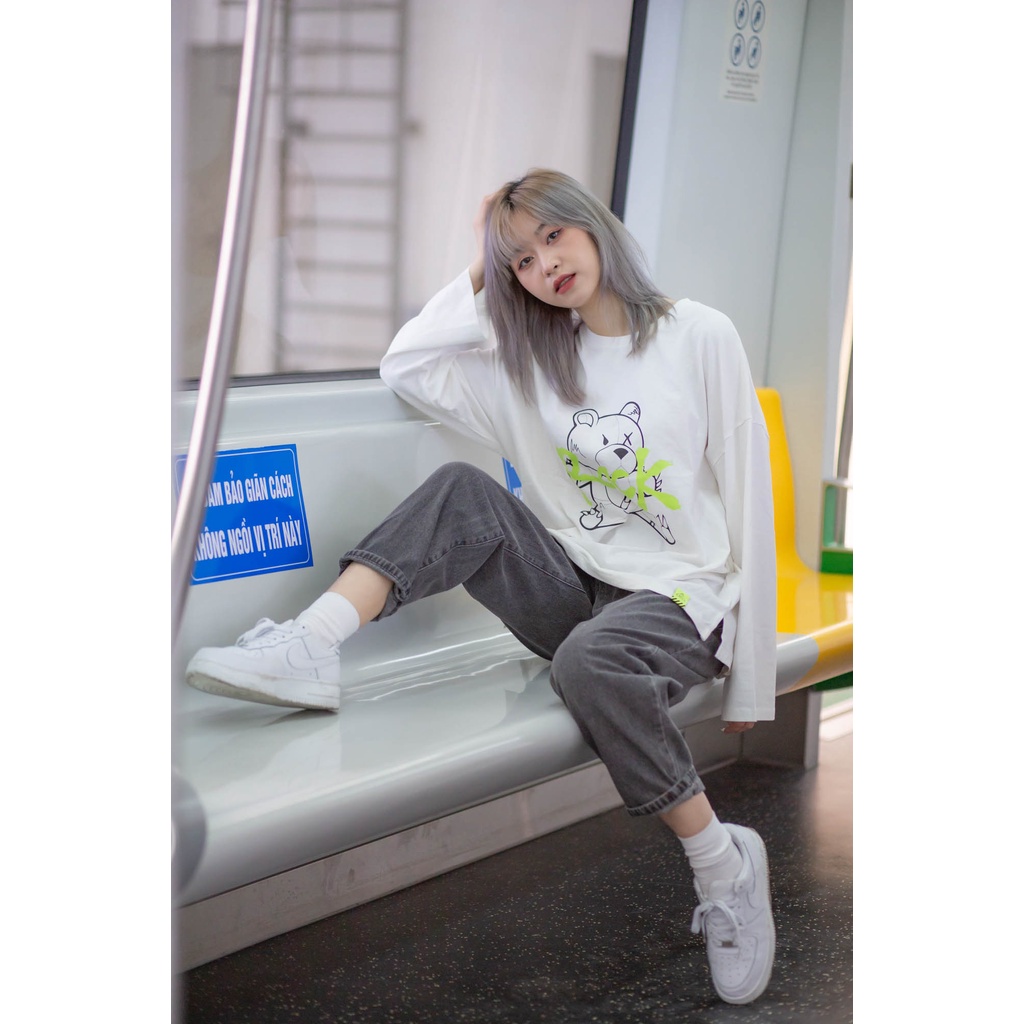 Áo Thun Dài Tay Nam Nữ Unisex BOO Oversize Dáng Rộng 100% Cotton In Graphic Nổi Bật