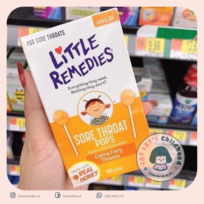 Kẹo mút ngậm ho cho bé Little Remedies 10 chiếc