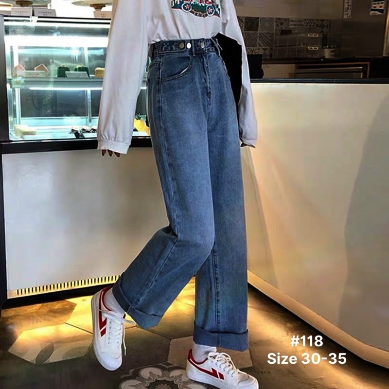 Quần Baggy Jean Nữ Lưng Cao Kiểu Bigsize Đến 80kg Size 30 Đến 35 Hàng VNXK Ms118