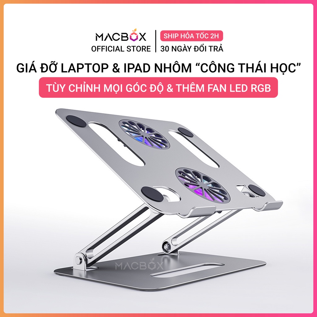 Giá đỡ laptop tablet bằng nhôm kiêm đế tản nhiệt nâng Macbook máy tính bảng Ipad P43 P43F điều chỉnh góc nghiêng độ cao