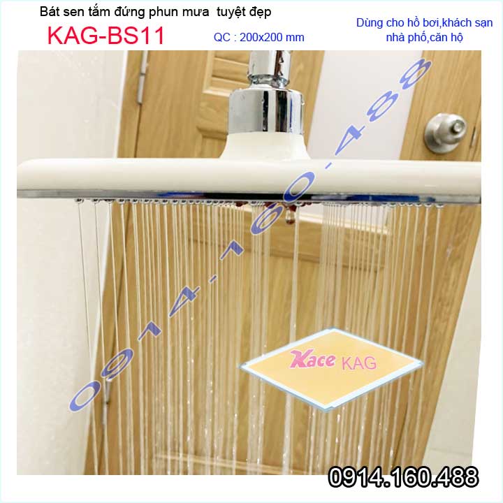 Bát sen tắm đứng vuông 20x20 cm KAG-BS11, đầu sen phun mưa nước đều thiết kế mới thời trang sang trọng tuyệt đẹp