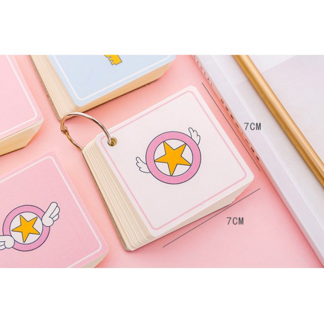 Bộ Thẻ Ghi Nhớ Thẻ Flashcard 7x7cm 95 Tờ Học Tiếng Anh Học Ngoại Ngữ Bo Góc Kèm Khoen Bìa