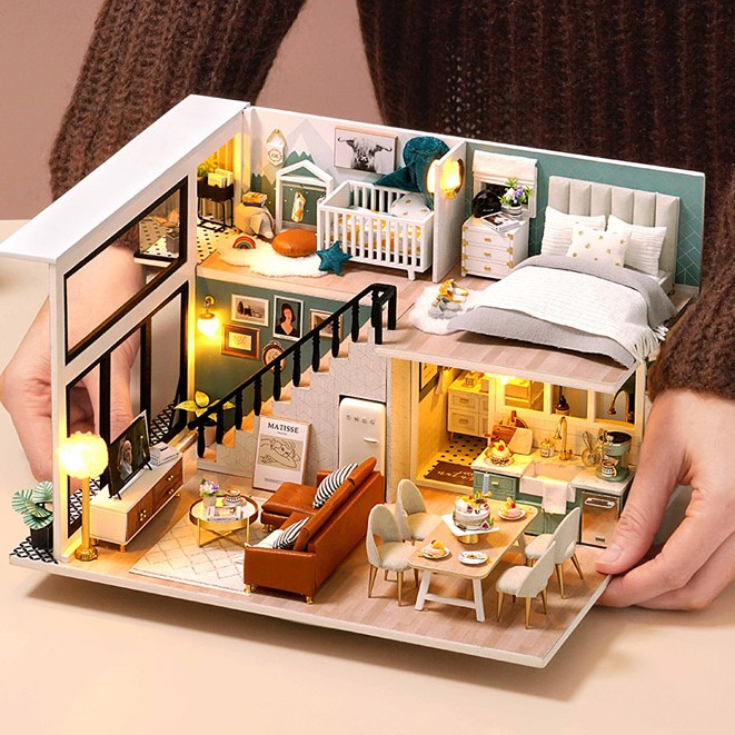 Cutebee Diy Dollhouse Miniature Kit with Furniture, Handcraft House Sưu tầm cho Sở thích, Đồ chơi Quà tặng cho Trẻ em L31