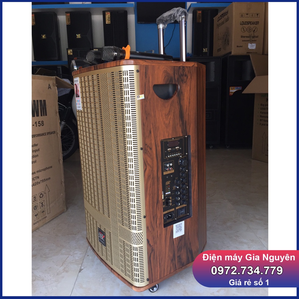 Loa kéo 98K K22 Bass 40 thùng gỗ, Bass căng, âm thanh to, hay, kèm 2 micro hát Karaoke