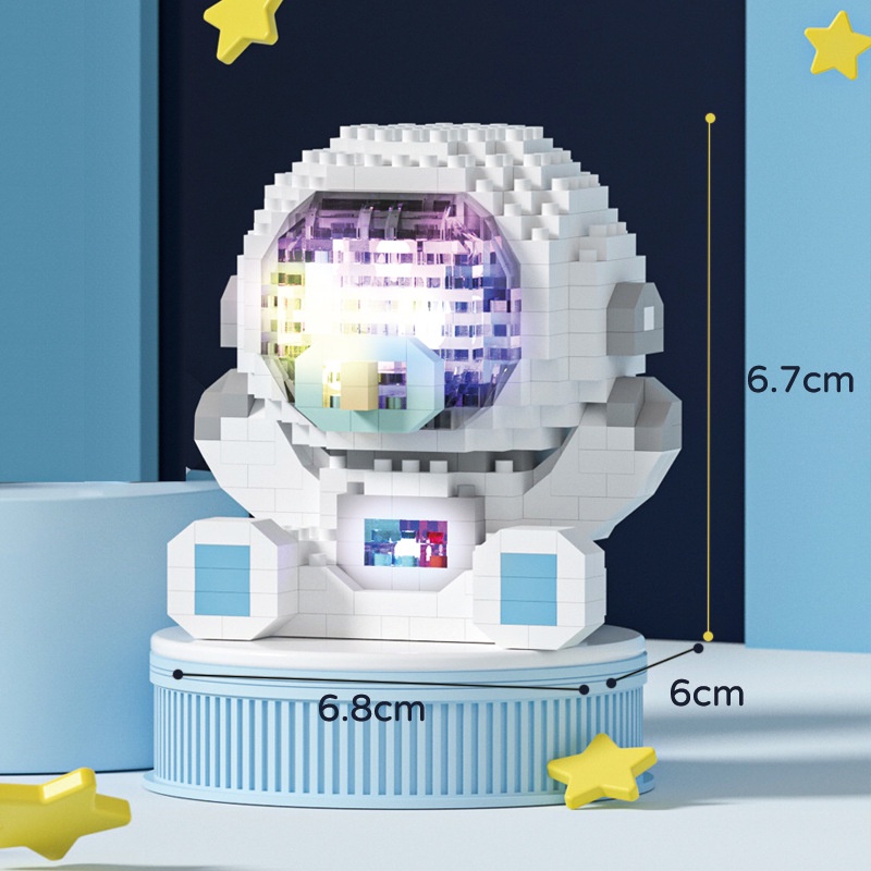 Đồ Chơi Lắp Ráp Mô Hình Thỏ Phi Hành Gia Andy And Ann Đèn Led Sẵn Pin Full Box 3D