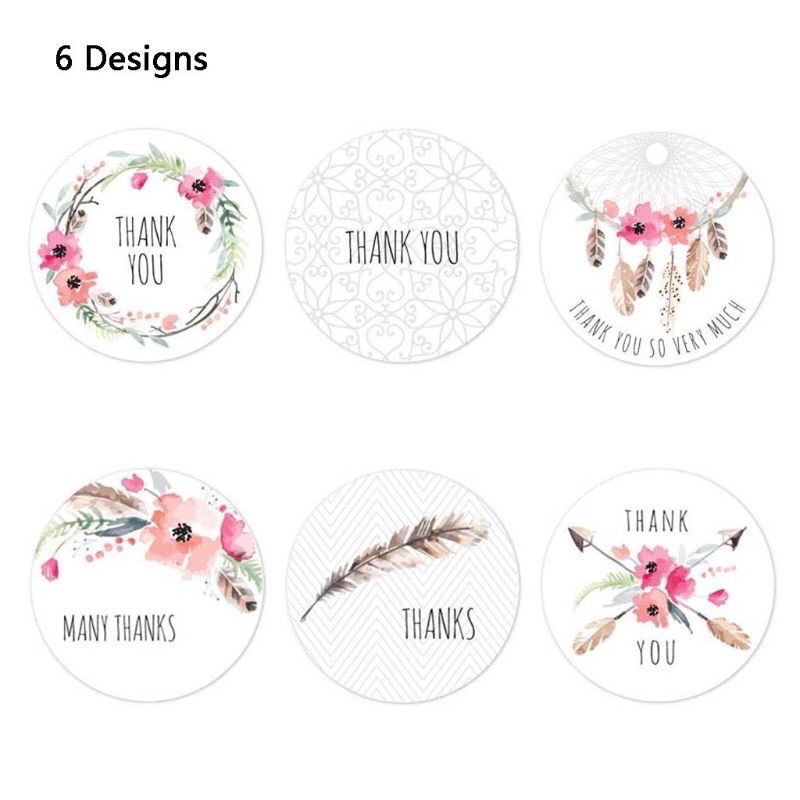 5 tem - Tem dán thank you 2.5mm giấy kraft dán hộp quà, hàng handmade