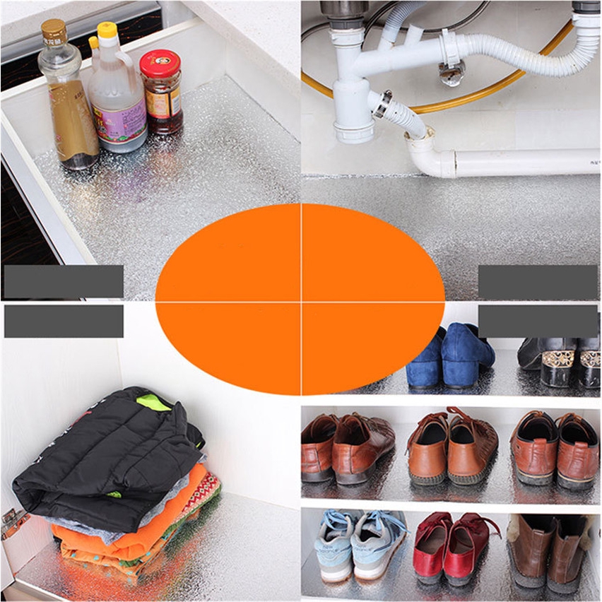 Miếng dán tường bằng màng nhôm chống dầu mỡ/ thấm dầu tiện dụng cho nhà bếp