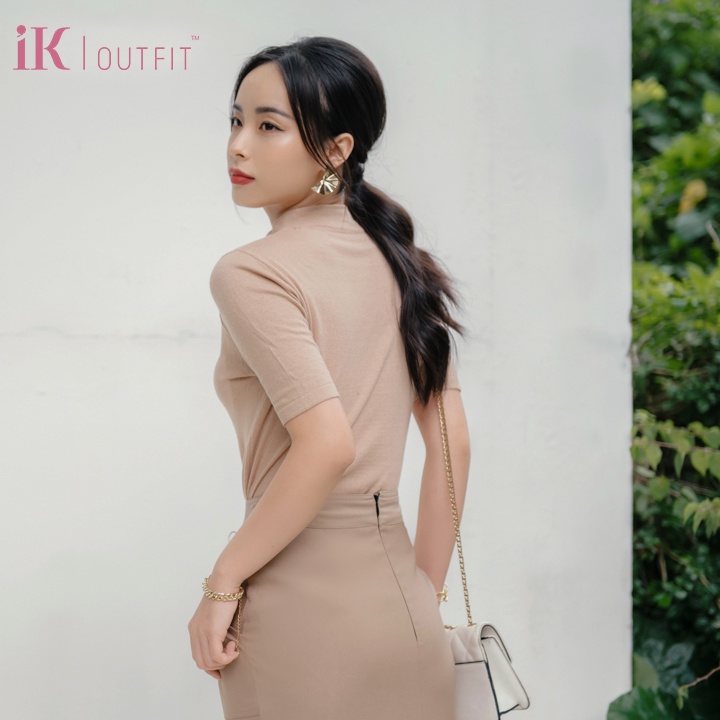 Áo Len Cộc Tay iK OUTFIT Cổ Tròn Basic, Dáng Ôm Tôn Dáng Dễ Phối Đồ IWW11WOA0754