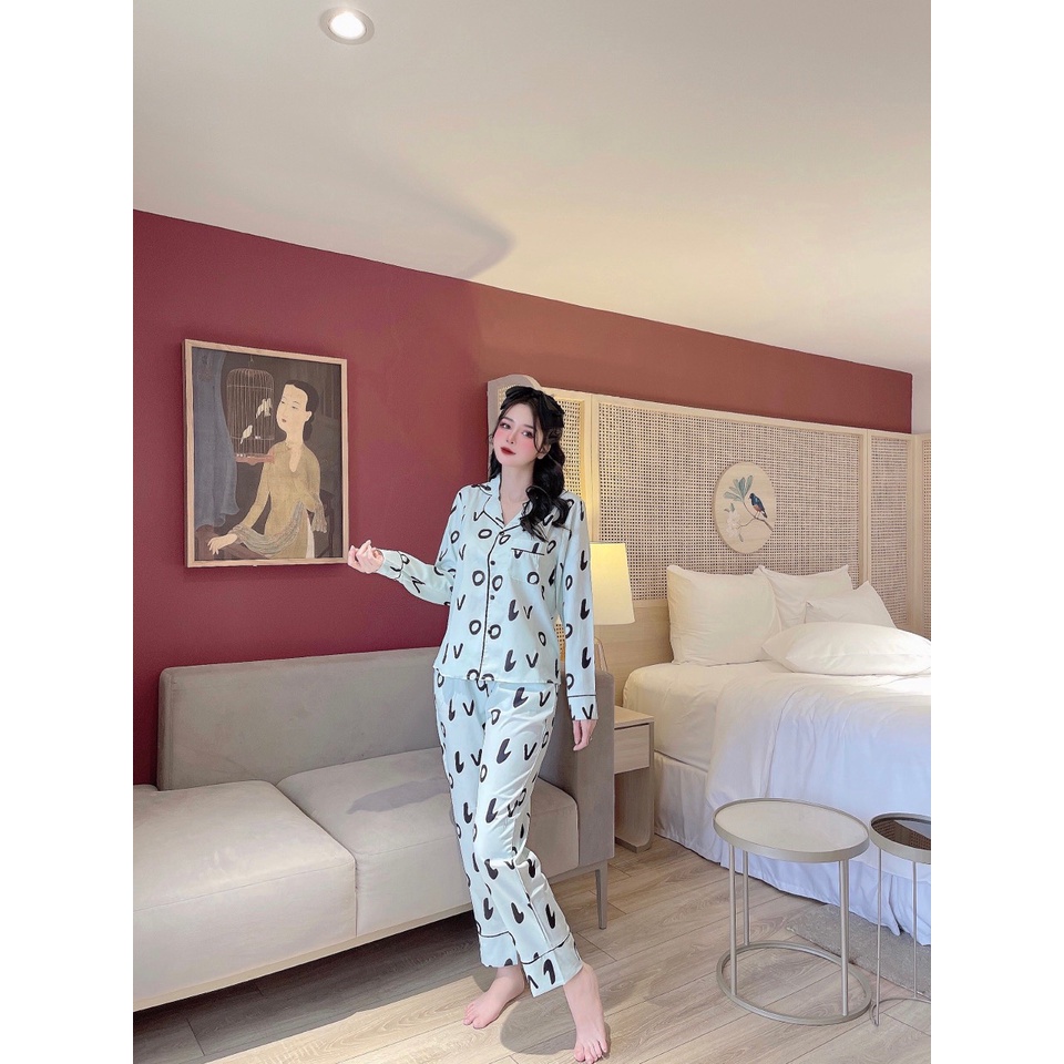 Bộ Pijama - Bộ ngủ nhà dài tay  [ Siêu RẺ  ] chất liệu lụa mango cao cấp , thoáng mát , mềm mịn