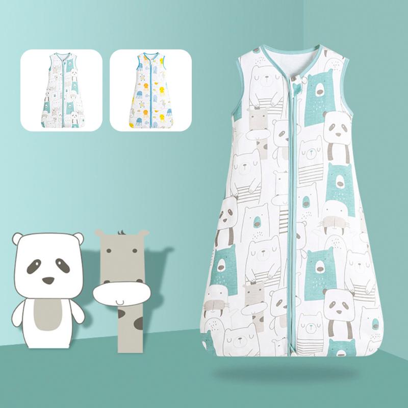 Túi ngủ sát nách khóa kéo đôi in hoạt hình đáng yêu thời trang mùa hè cho bé