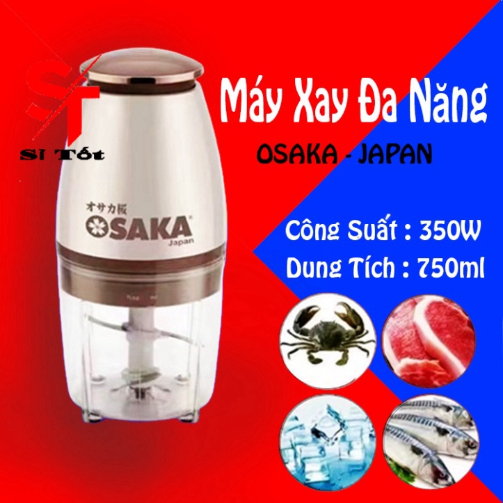 Máy Xay Đa Năng OSAKA Hàng Xuất Nhật Nắp Đồng Bản Nâng Cấp Công Suất Lớn Dung Tích 750ml, Xay Đồ Ăn Dặm, Thịt Cá, Rau Củ