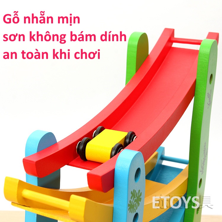 Đồ chơi cho bé Xe cầu trượt 4 tầng bằng gỗ ETOYS giúp trẻ chơi vui nhanh nhẹn thông minh