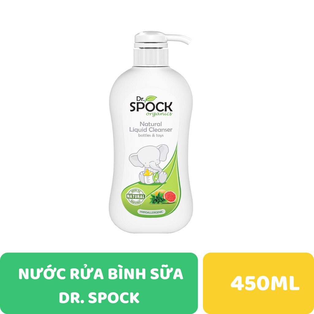 [Nhung123] Nước rửa bình sữa organic Dr. Spock 450ml chiết xuất thiên nhiên