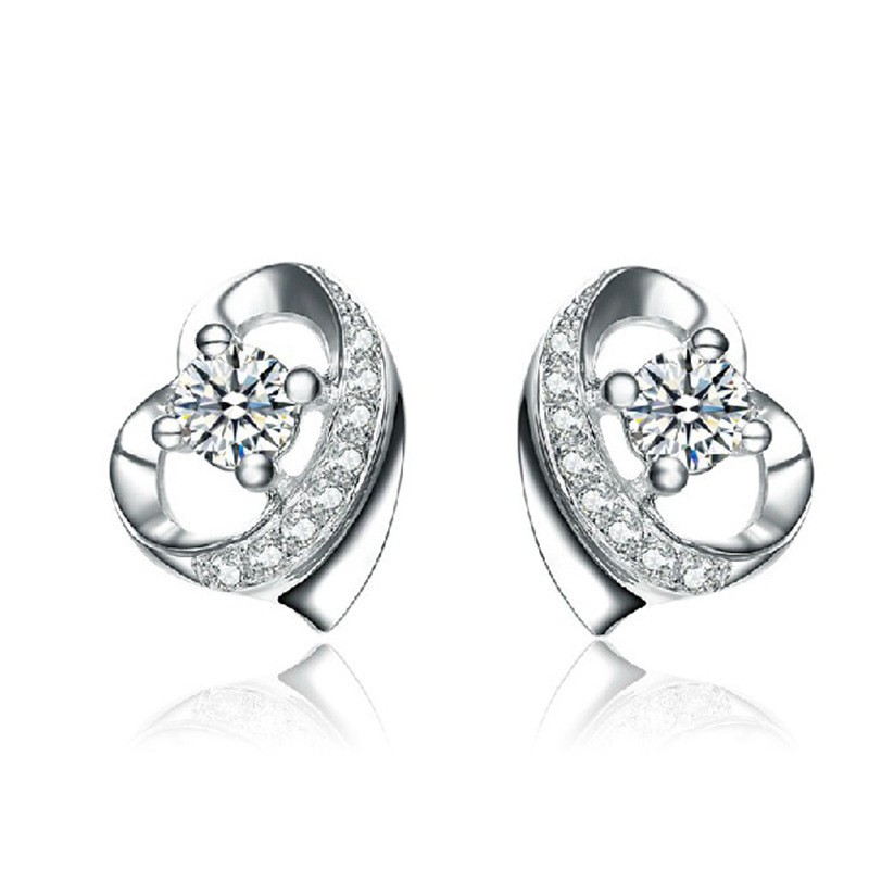 Hoa tai bạc ý 925 hình trái tim nhỏ nhắn, xinh xắn HT81