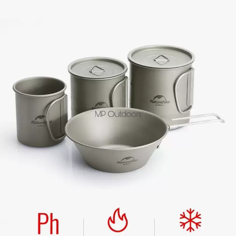 CỐC BÁT TITANIUM SIÊU NHẸ NẤU ĂN UỐNG NƯỚC PHƯỢT DU LỊCH DÃ NGOẠI CẮM TRẠI CAMPING NATUREHIKE NH20CJ005 NH20CJ004