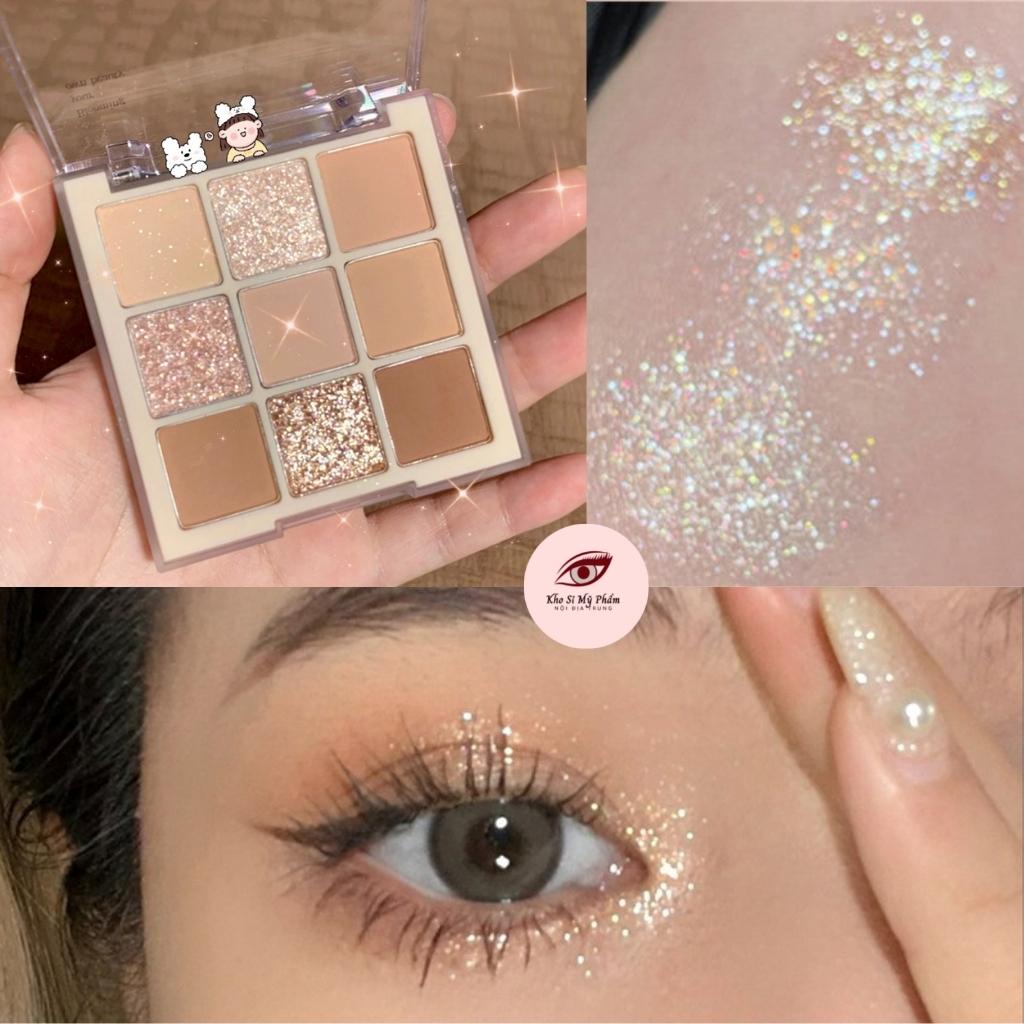 Phấn mắt DIKALU 9 ô màu nhũ tông nude - bảng phấn mắt jint