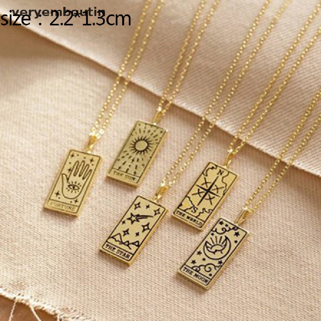 Dây Chuyền Mặt Thẻ Bài Tarot Hình Mặt Trời Mặt Trăng Bằng Thép Không Gỉ Cho Nữ