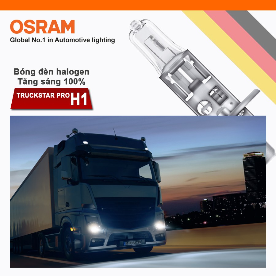 Combo 2 Bóng Đèn Halogen Tăng Sáng 100% OSRAM Truckstar Pro H1 64155Tsp-Hcb 24V 70W - Nhập Khẩu Chính Hãng