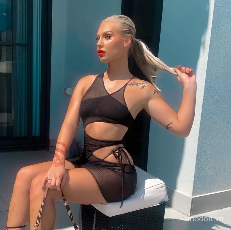 Đầm Sát Nách Dáng Ôm Phối Lưới Quyến Rũ Cho Nữ