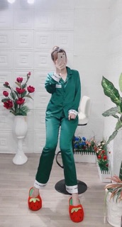 Bộ lụa viền chữ kí Quần+ áo dài B95