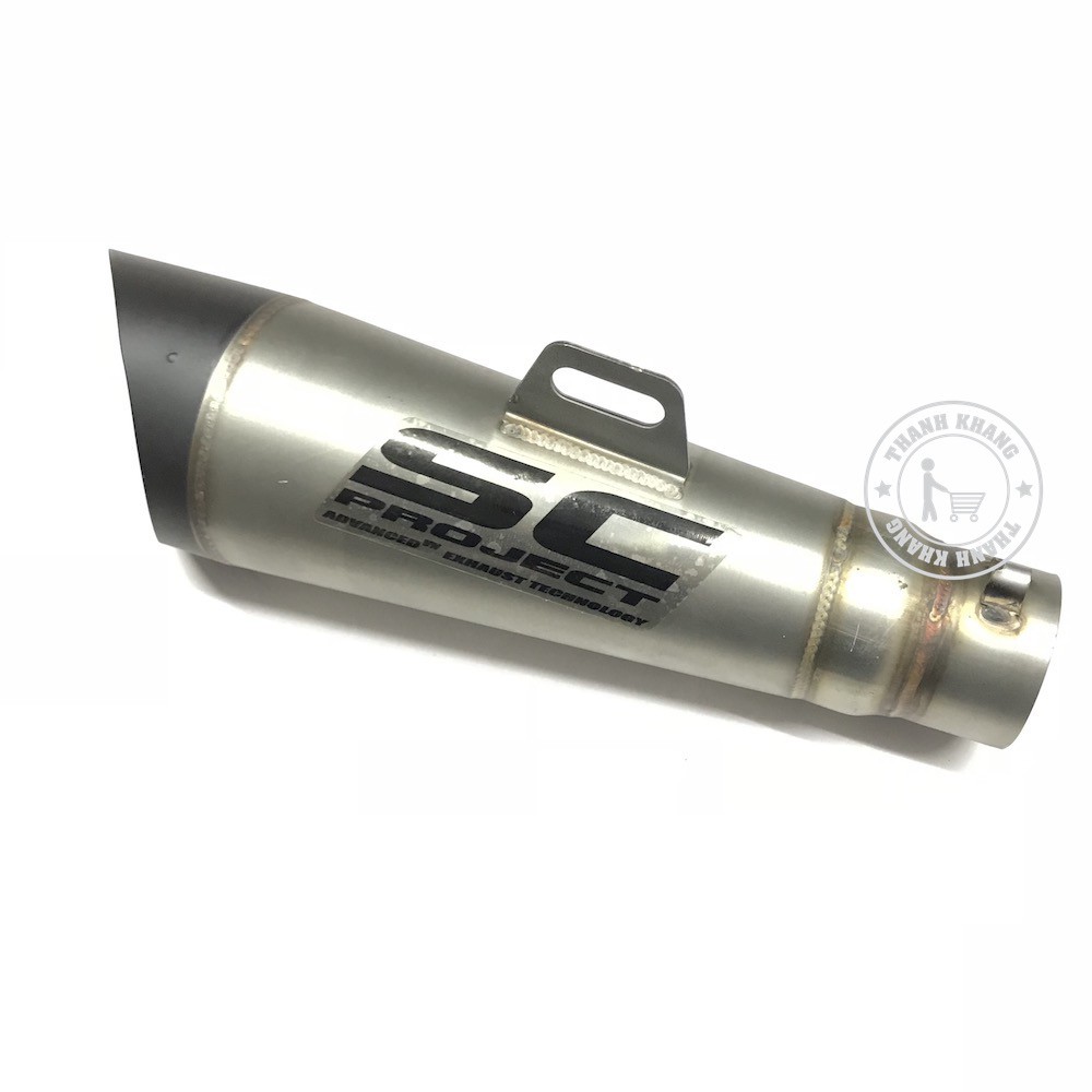 Bộ pô SC xéo nổ cực hay và cổ pô bụng bầu dành cho exciter 135 màu đen lon pô inox mờ thanh khang 006001322 006001310