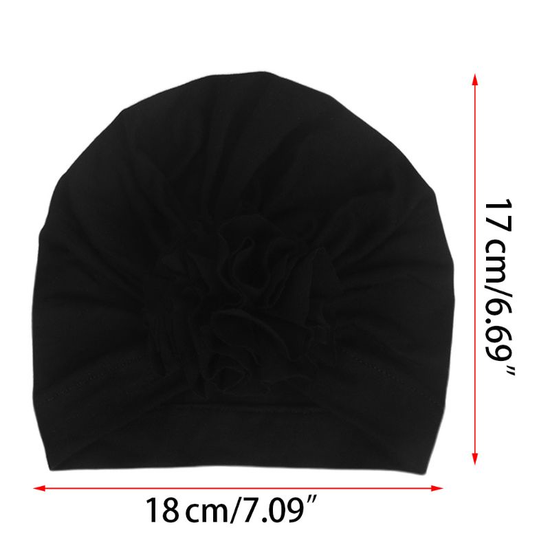 Mũ Turban Cotton Mềm Mại Màu Trơn Xếp Nếp Nhăn Cho Bé Sơ Sinh