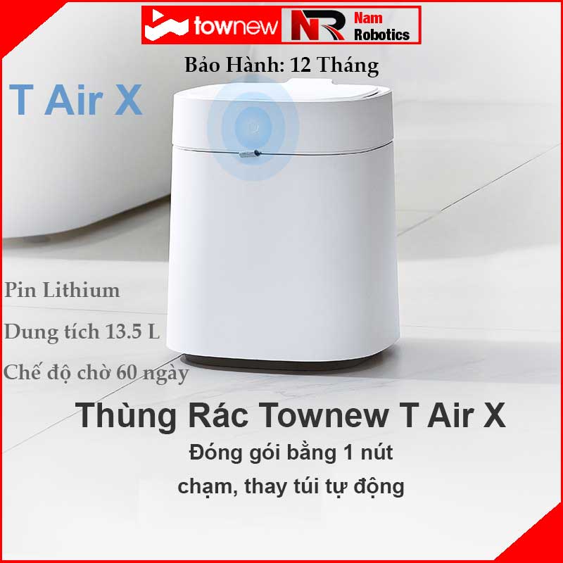 Thùng Rác Tự Động Thông Minh Xiaomi Townew T Air X 13.5L Màu Trắng Nâng Cấp Giảm Tiếng Ồn Cho Phòng Ngủ, Phòng Khách