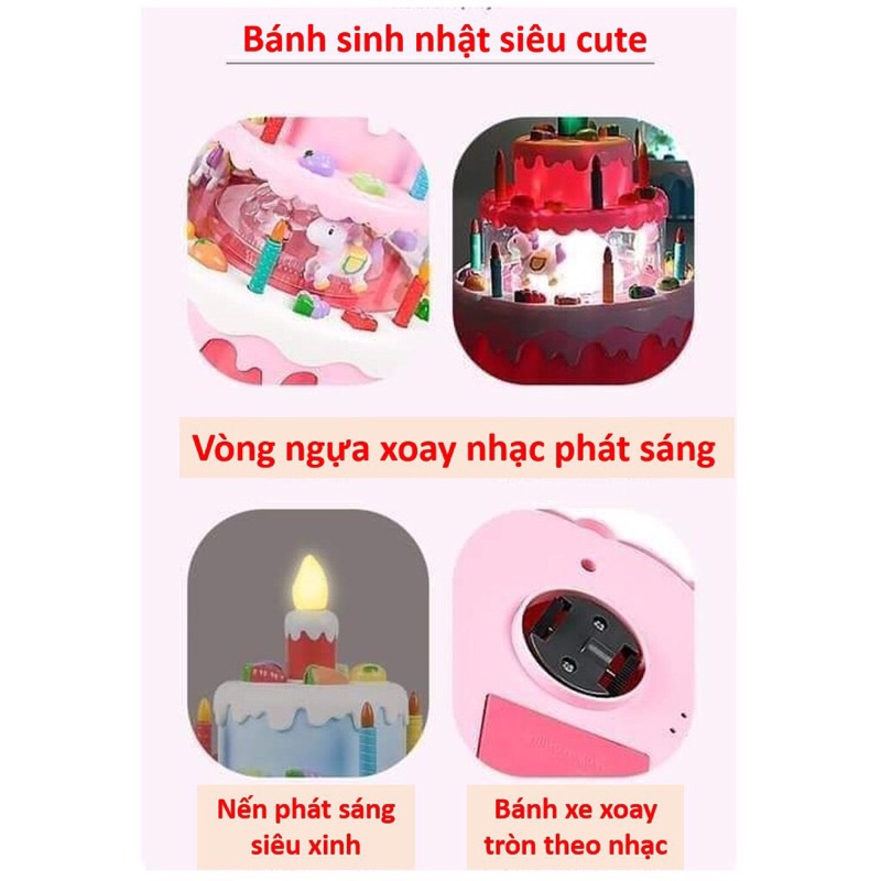 Đồ chơi bánh kem sinh nhật 3 tầng có đèn nhạc vui nhộn cho bế