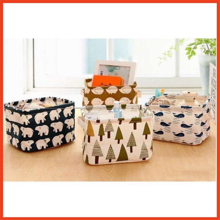 Sọt đựng đồ bằng vải đa năng 20.5 cm x 16cm x 13cm có thể gập gọn