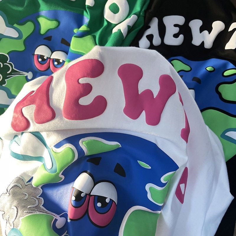 Áo Thun COZOK Tay Ngắn Dáng Rộng In Họa Tiết Thời Trang Retro Hong Kong