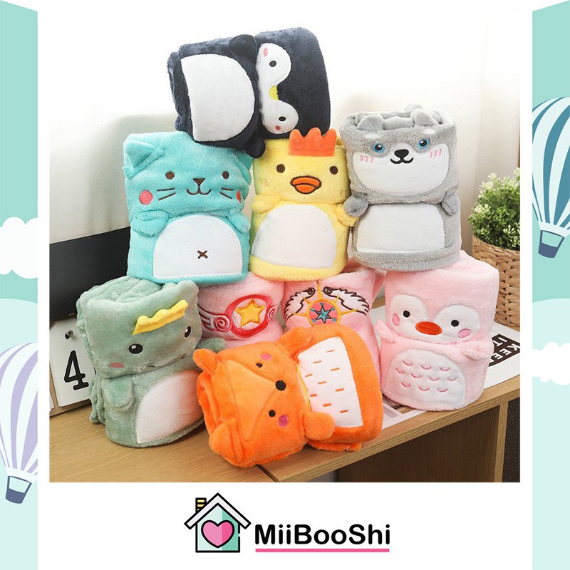 Chăn lông tuyết văn phòng chăn hè cho bé lông mềm mịn nhiều hình dễ thương kích thước 100cm x 80cm MiibooShi TB255222H